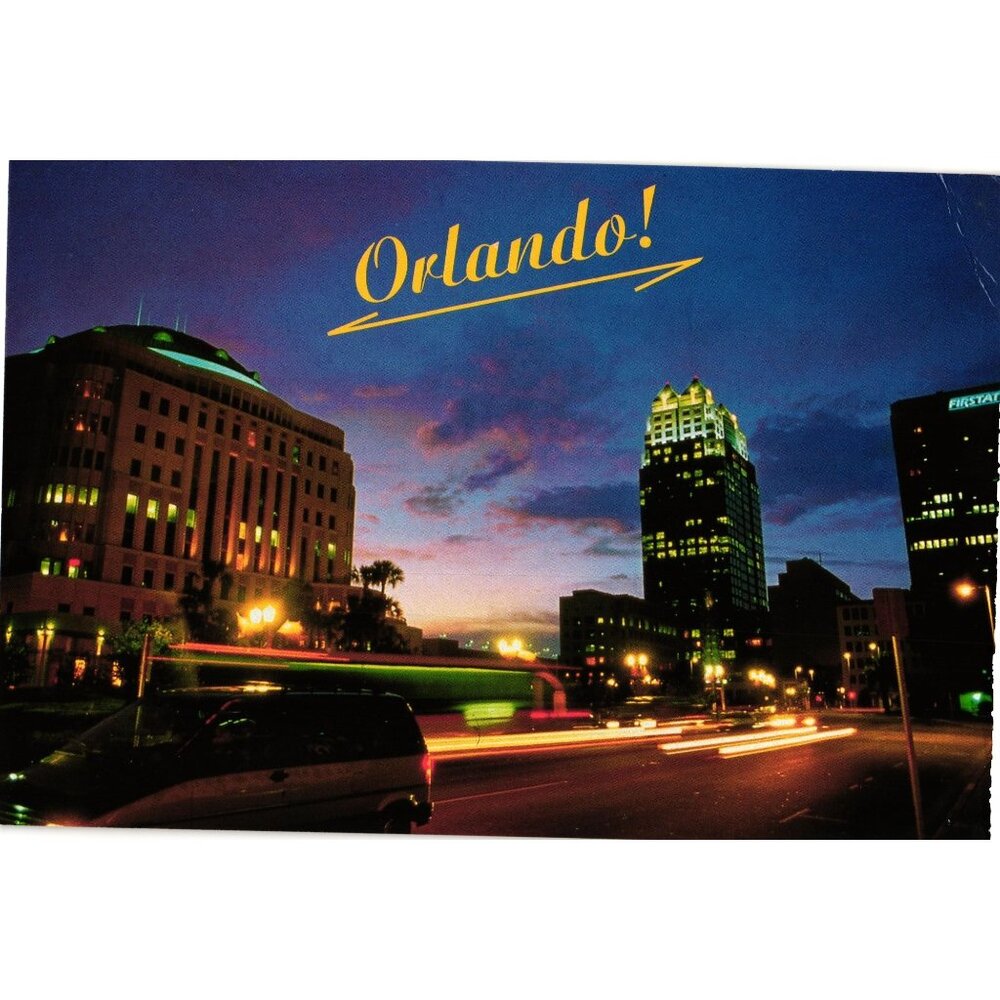 Orlando Florida Night Skyline Scenic Souvenir Postcard